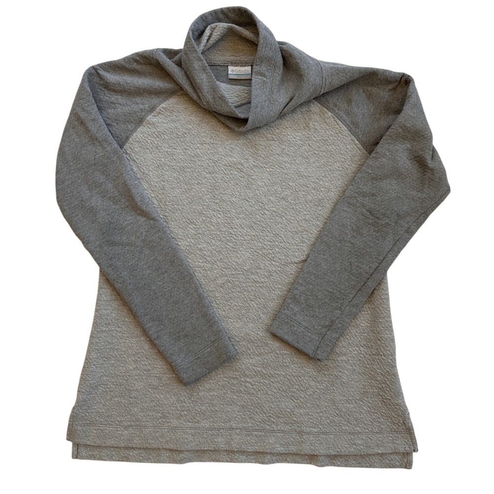 Columbia Cowl Neck Sweatshirt Women L Grey Raglan Textured Pullover AK1167